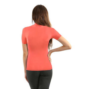 Koszulka damska Felicja krótki rękaw półgolf Living Koral