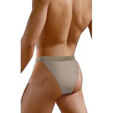 Slipy męskie TANGA SM04 szeroka guma na biodrach sportowe nowoczesne wygodne Ciemnobeżowe