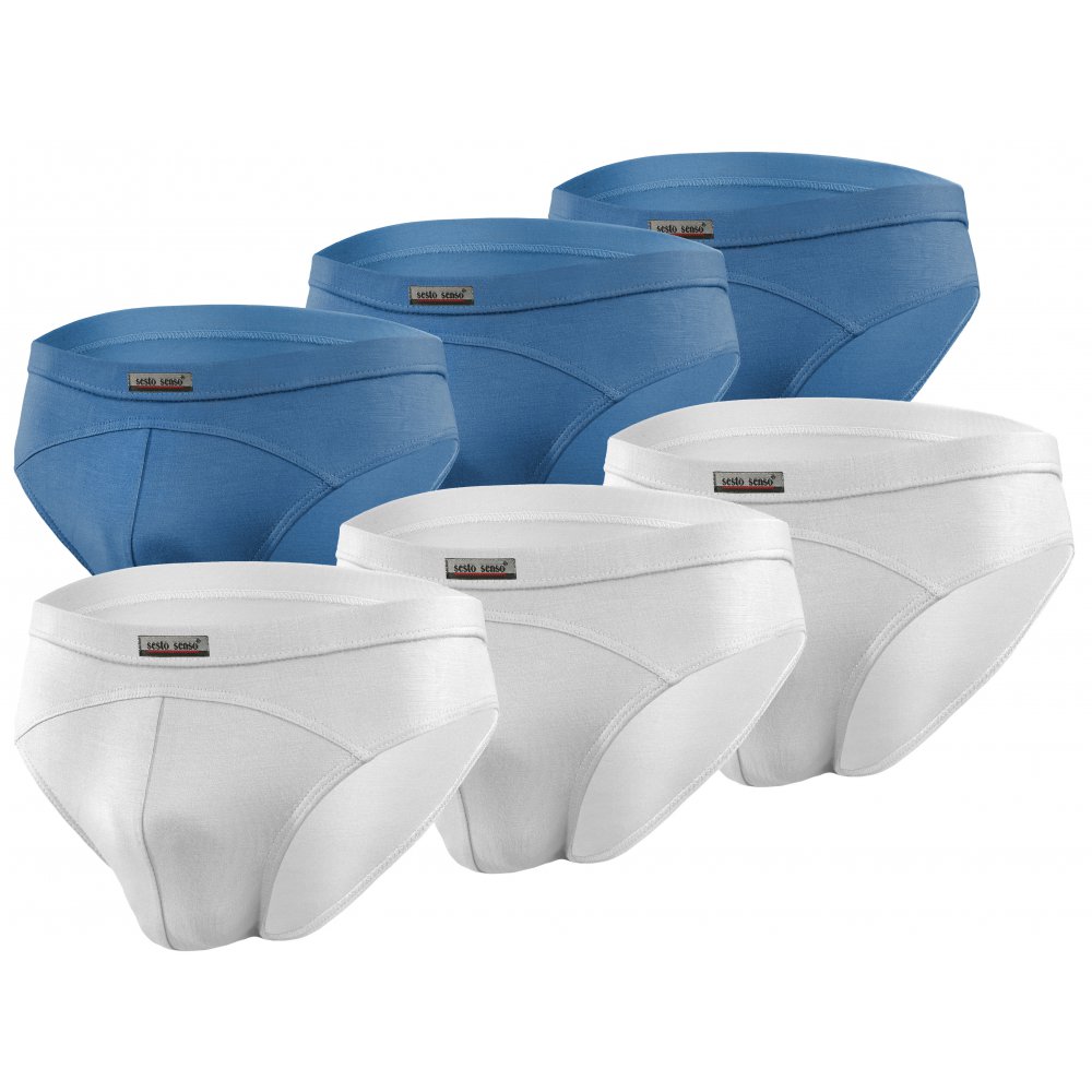 6-PAK Slipy męskie SM03 Białe Jeansowe