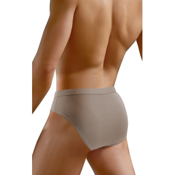 Slipy męskie SM02 bawełniane wygodne nowoczesne z nieuciskającą gumą Ciemnobeżowe