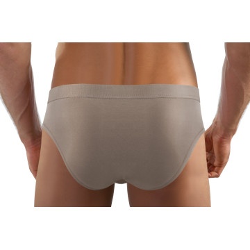 Slipy męskie SM02 bawełniane wygodne nowoczesne z nieuciskającą gumą Ciemnobeżowe