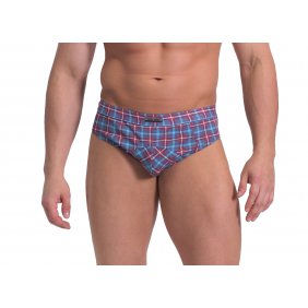 Slipy męskie w kratkę sportowe OKapi bawełniane Krata