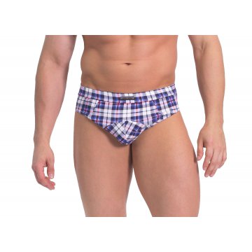 Slipy męskie w kratkę sportowe OKapi bawełniane Krata