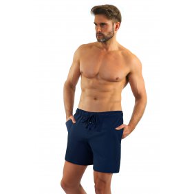 Spodnie piżamowe męskie krótkie Milo 2 bawełniane  gładkie Granatowe