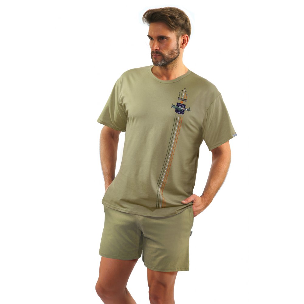 Piżama męska krótka MILITARY 7538 Khaki