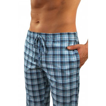 Piżama męska długa 06 Jeans kratka bawełniana