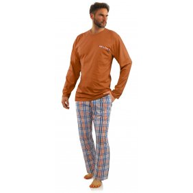Piżama męska 2527/04 Rudy Brąz długa