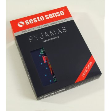 Piżama męska świąteczna długa bawełniana 2576 Skrzat Zielona