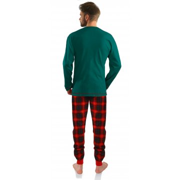 Piżama męska świąteczna długa bawełniana 2576 Skrzat Zielona