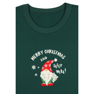 Piżama męska świąteczna długa bawełniana 2576 Skrzat Zielona