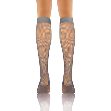 Podkolanówki małe oczka kabaretki GRETA Szary