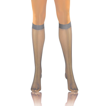 Podkolanówki małe oczka kabaretki GRETA Szary