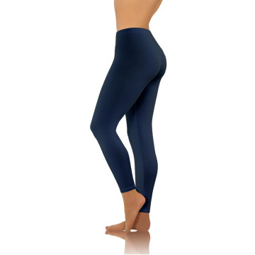 Legginsy damskie sportowe bawełniane kryjące długie granat