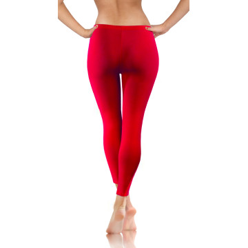 Legginsy damskie sportowe bawełniane kryjące długie czerwone