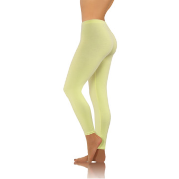 Legginsy damskie sportowe bawełniane kryjące długie żółte