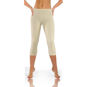 Legginsy damskie sportowe bawełniane kryjące długość 3/4 beżowe
