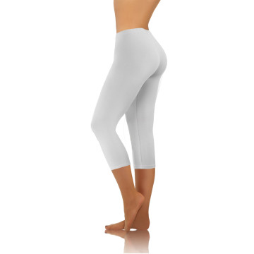 Legginsy damskie sportowe bawełniane kryjące długość 3/4 białe