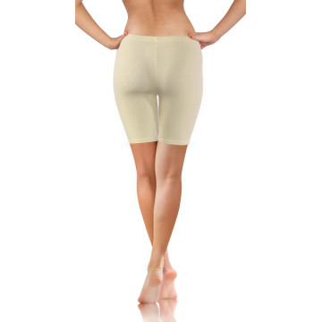 Legginsy damskie sportowe bawełniane kryjące krótkie beżowe