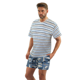 Piżama męska Krótka 2521/14 paski jeans