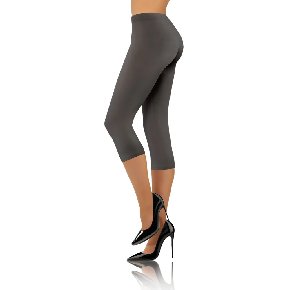 Legginsy damskie BEZSZWOWE (NOGAWKA 3/4) Grafitowe rozmiar uniwersalny