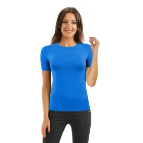 Koszulka damska Isabel wiskozowa krótki rękaw Viktoria Blue