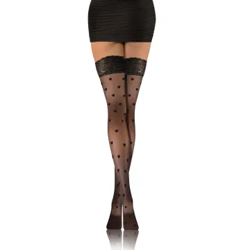 Pończochy 20 DEN samonośne w serduszka PD03 Czarny