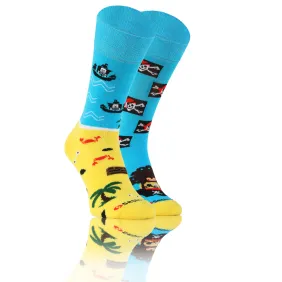 Wesołe skarpety dwie różne bawełniane wzór Pirat