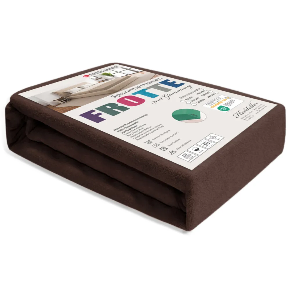 Prześcieradło FROTTE z gumką brązowe