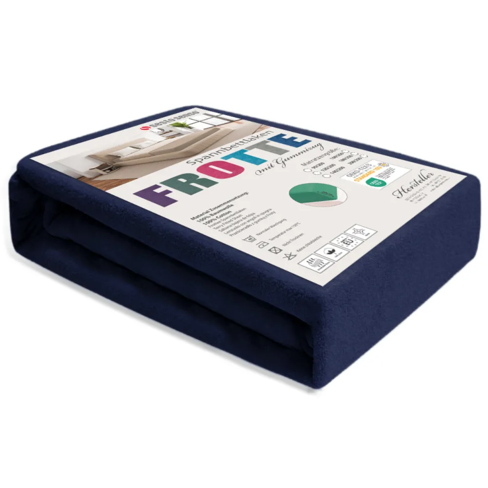 Prześcieradło FROTTE z gumką granatowe