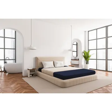 Prześcieradło FROTTE z gumką granatowe