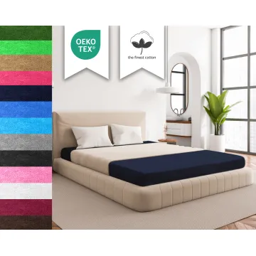 Prześcieradło FROTTE z gumką granatowe