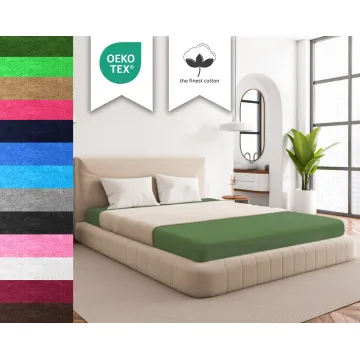 Prześcieradło FROTTE z gumką ciemna zieleń