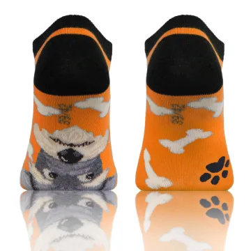 Skarpety stopki dwie różne bawełniane Piesek pomarańcz