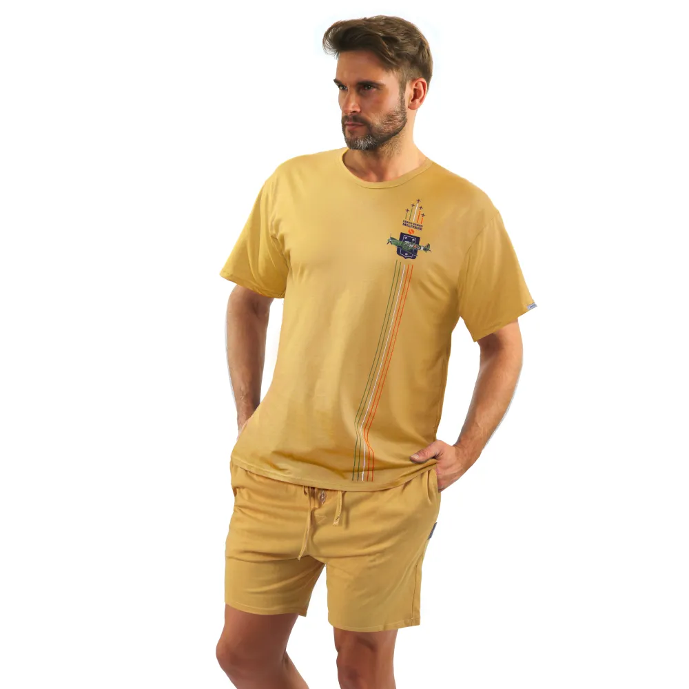 Piżama męska krótka MILITARY 7542 Musztardowa