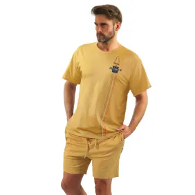 Piżama męska krótka MILITARY 7542 Musztardowa