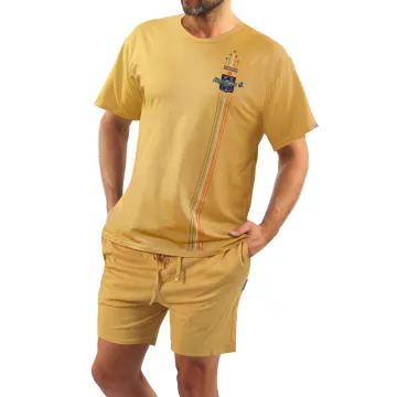 Piżama męska krótka MILITARY 7542 Musztardowa