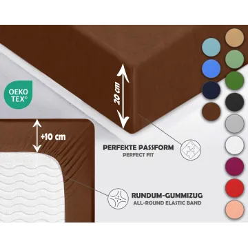Prześcieradło JERSEY z gumką brązowe