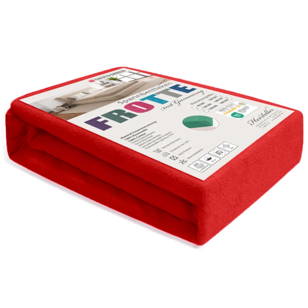 Prześcieradło FROTTE z gumką czerwone