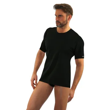Podkoszulka męska wzór 112 bawełniana krótki rękaw Czarny