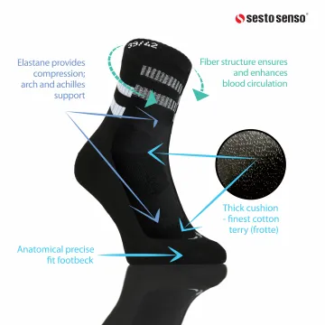 3-PAK Skarpety sportowe frotte krótkie SKB03 bawełniane Czarne