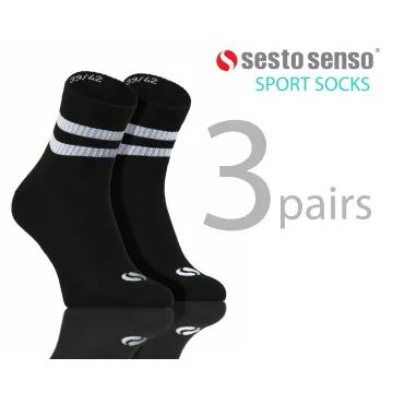 3-PAK Skarpety sportowe frotte krótkie SKB03 bawełniane Czarne
