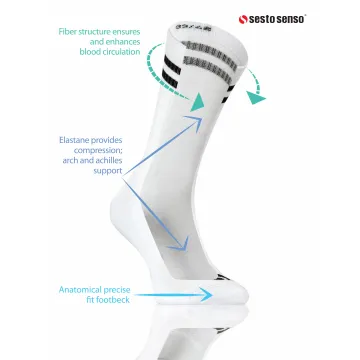 Sesto Senso 3-PAK Skarpety sportowe długie SKB06 bawełniane Białe