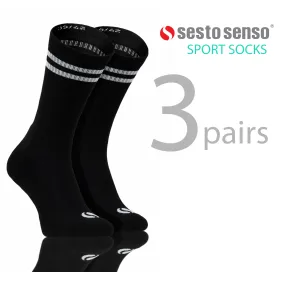 3-PAK Skarpety sportowe frotte długie SKB04 bawełniane Czarne
