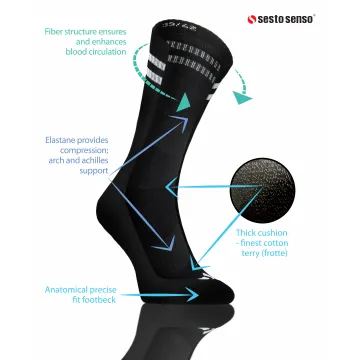 3-PAK Skarpety sportowe frotte długie SKB04 bawełniane Czarne
