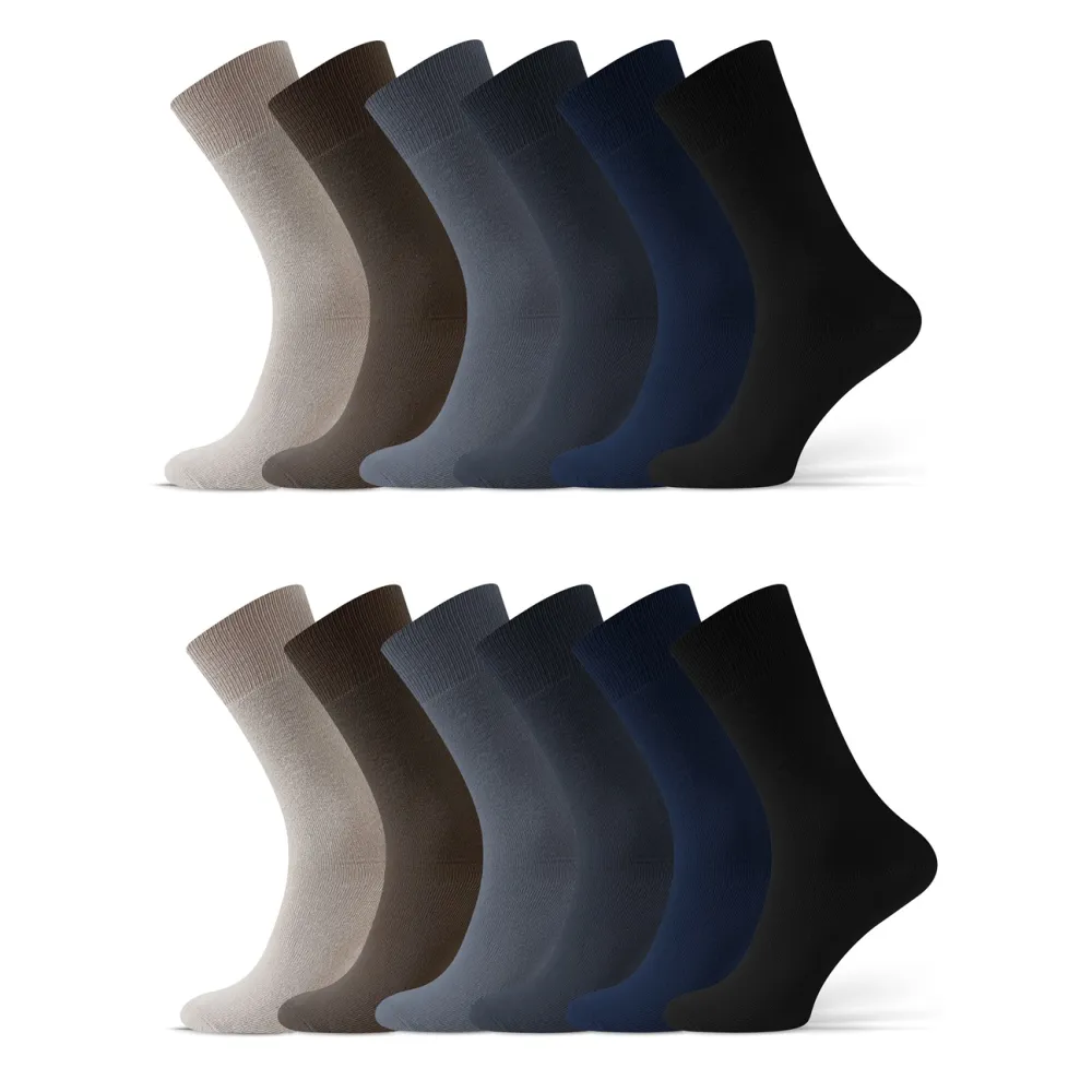12-PAK Skarpety męskie zdrowotne bezuciskowe bawełniane mix kolorów