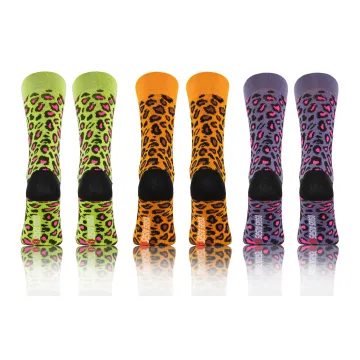 3-PAK Wesołe skarpety bawełniane wzór Cętki Panterka mix