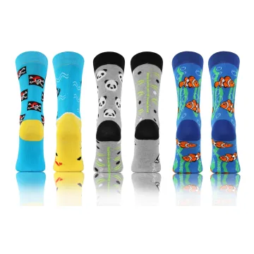 3-PAK Wesołe skarpety bawełniane wzór zwierzęta 3 mix