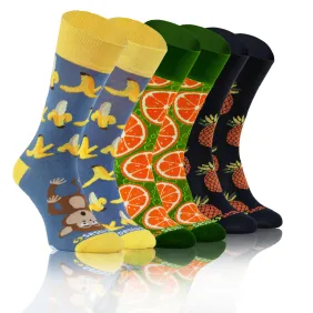 3-PAK Wesołe skarpety bawełniane wzór owoce mix