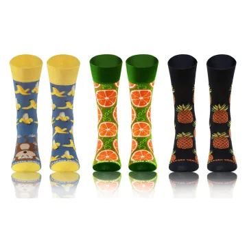 3-PAK Wesołe skarpety bawełniane wzór owoce mix