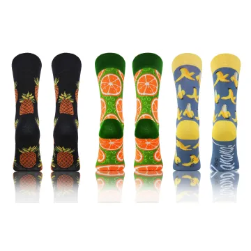 3-PAK Wesołe skarpety bawełniane wzór owoce mix